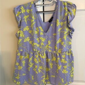 Jessica Simpson Purple and Green Flutter Sleeve Blouse